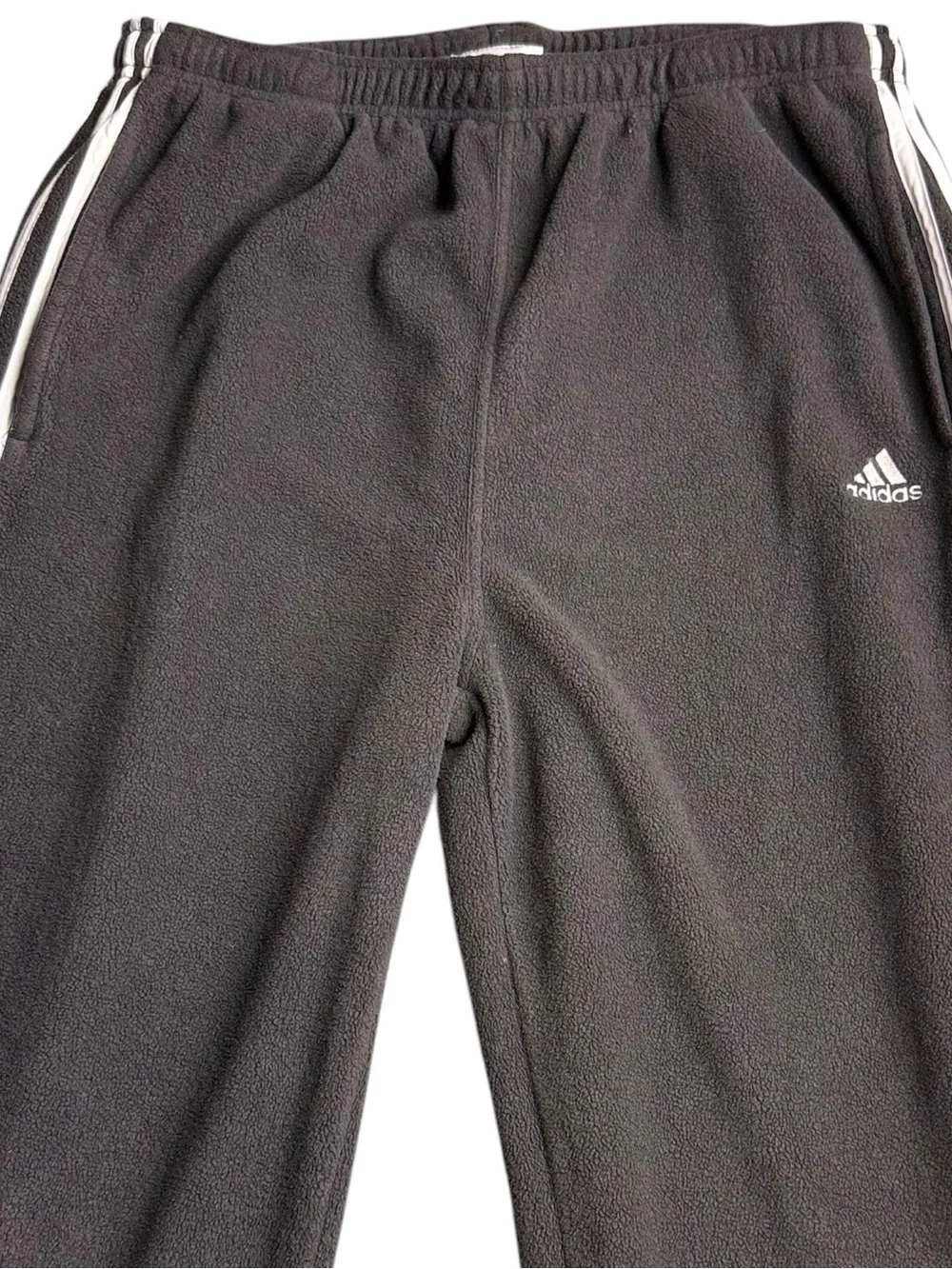 Vintage Adidas Fleece Sweatpants Mens XL Black 3 Stripe Joggers Taiwan Y2K